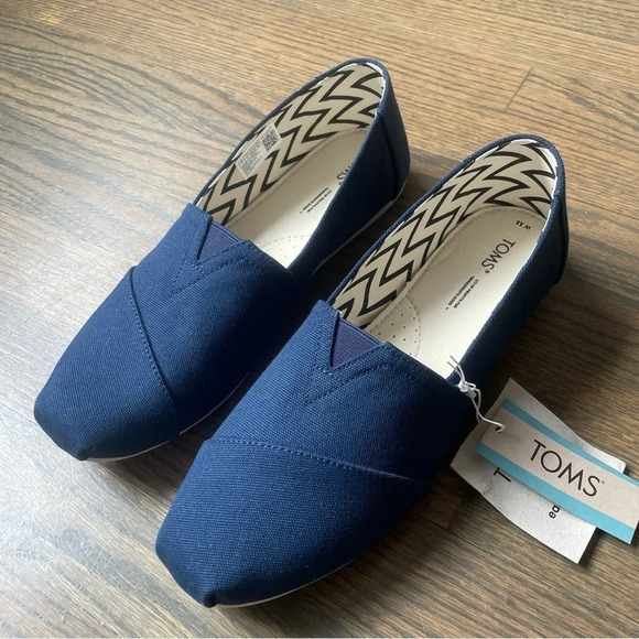 NWT TOMS Alpargata Navy Recycled Cotton Canvas Women size 11 - Picture 2 of 10